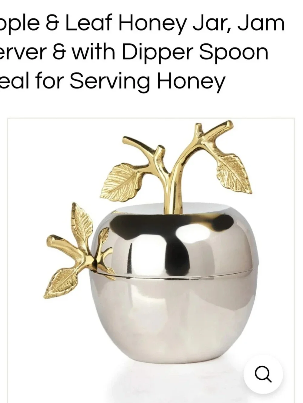 NEW Gute Gold & Silver Apple Sugar Bowl with Spoon - Elegant Home Dining Accent